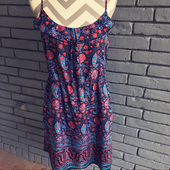 American Eagle Outfitters Dresses & Skirts - AEO Blue Floral Dress w slip straps & ruffle front